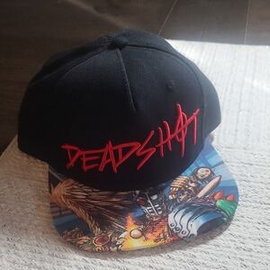 Deadshot Black Snapback Cap with Graphic Accent